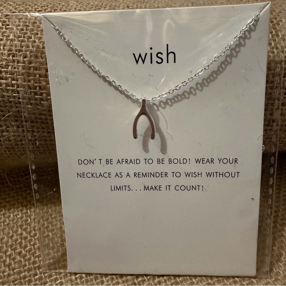 Wish Necklace Silver Tone Wishbone